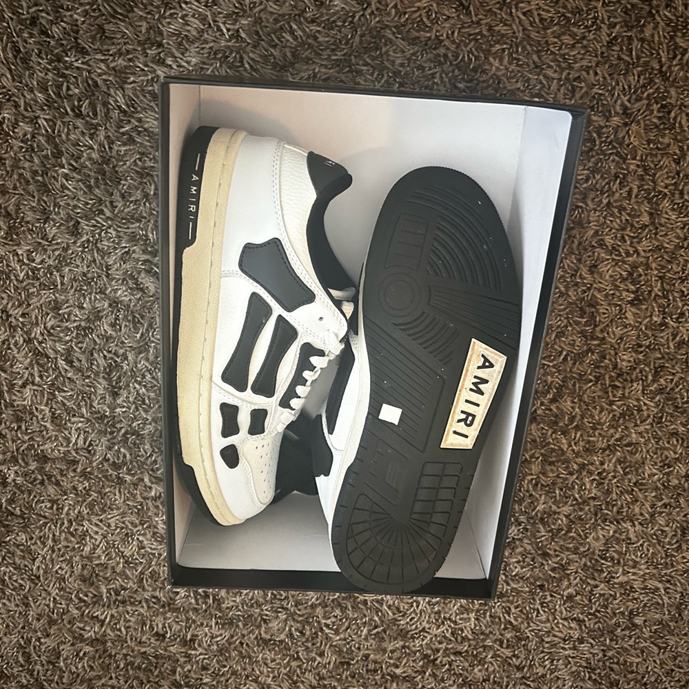 Black and White Amiri Skeleton Shoes
